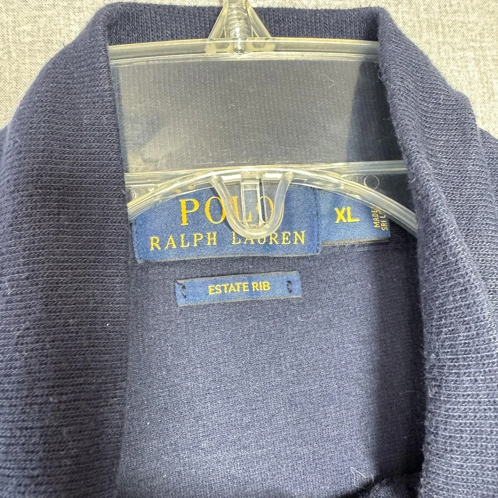 Polo Ralph Lauren Sweater Mens XL Navy Quarter Zip‎ Mock Neck Pullover Pony Logo